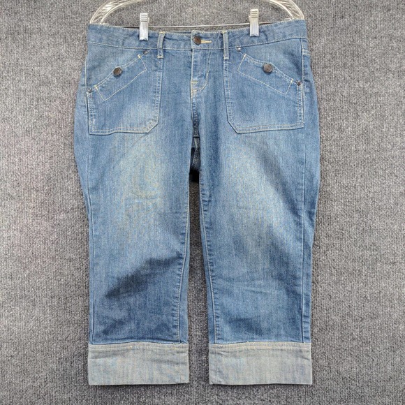 The Limited Women's Drew Straight Capri Jeans Blue 10 Stone Wash Flap Pockets - Picture 2 of 11